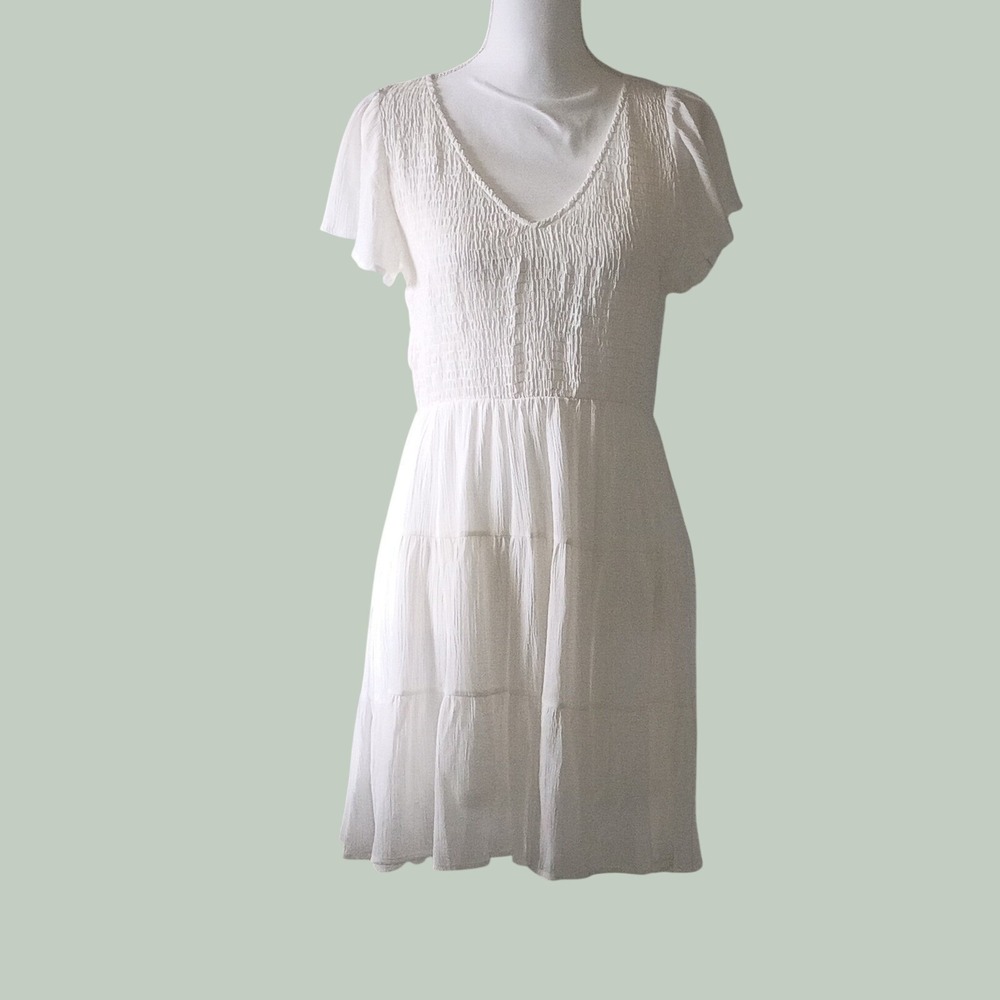 Altar'd State White Ethereal Fairycore Mini Dress Flutter Sleeve HOCO Medium